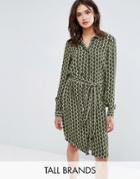 Y.a.s Tall Long Sleeve Shirt Dress In Geo Print - Navy