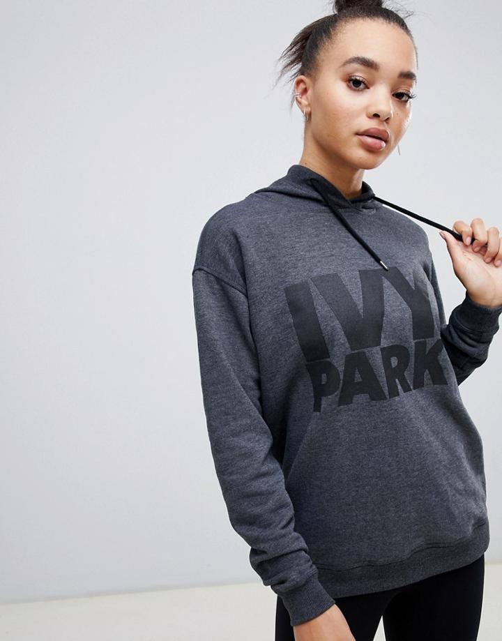 Ivy Park Logo Peached Long Sleeve Hoodie - Black
