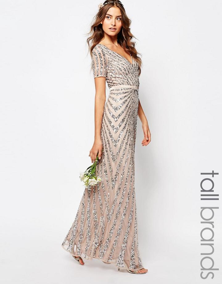 Maya Tall Sequin All Over Maxi Dress - Cream