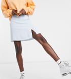 Collusion Mini Skirt With Split In Pale Blue-blues