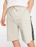 Calvin Klein Performance Taping Shorts In Beige-gray