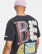 Crooked Tongues T-shirt With Be Nice Print In Washed Black