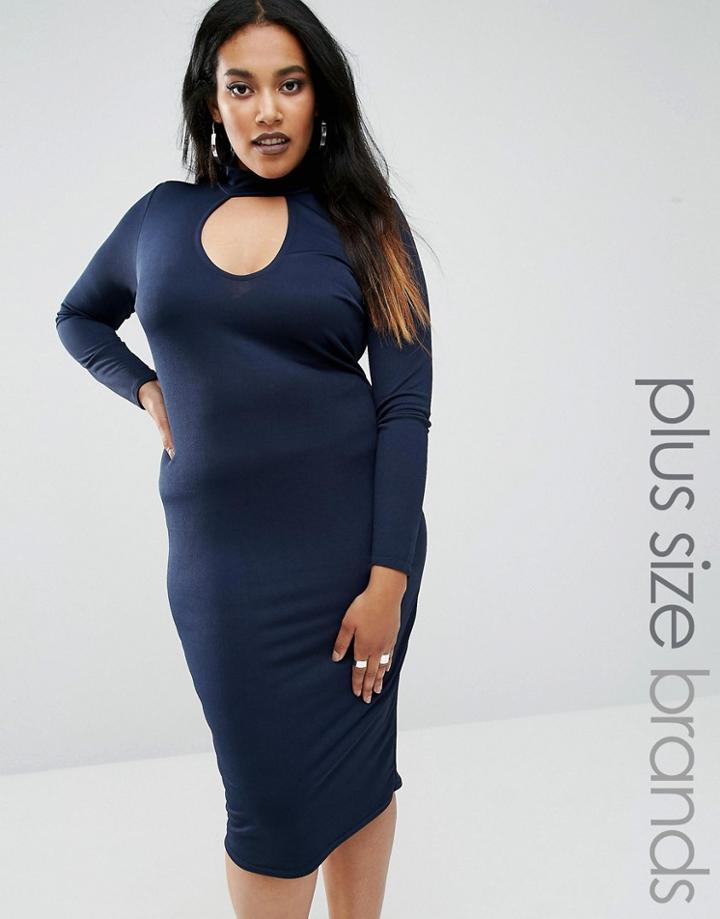 Club L Plus Midi Dress With Choker - Navy