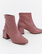 Asos Design Rome Leather Ankle Boots - Pink