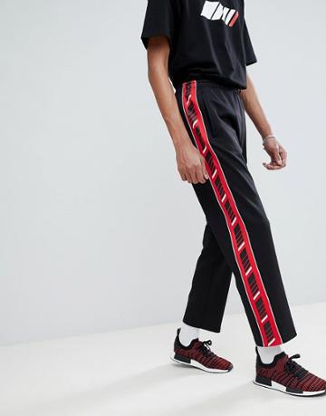 Antimatter Sweatpants In Black With Logo Taping