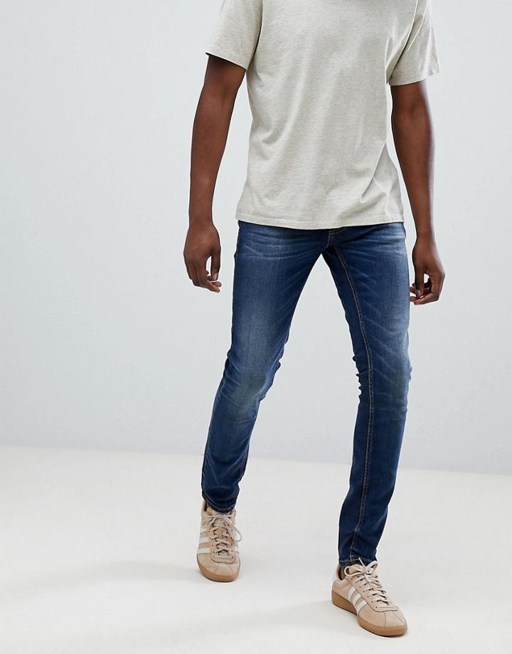 Nudie Jeans Co Tight Terry Super Skinny Jeans Mid Used Saver - Blue