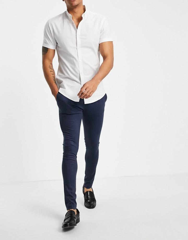 Asos Design Extreme Super Skinny Smart Pant In Navy Jersey