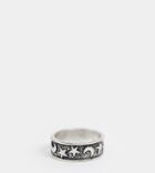 Asos Design Curve Ring With Star And Moon Detail In Burnished Silver Tone
