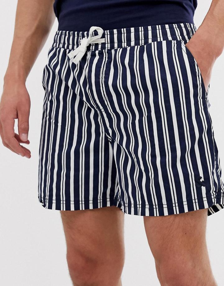 Jack & Jones Intelligence Stripe Shorts With Elasticated Waistband - Navy