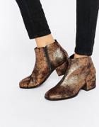 Vagabond Daisy Bronze Metallic Heeled Ankle Boots - Gold