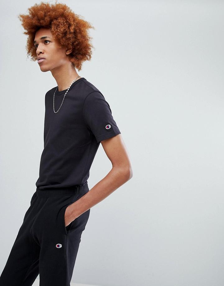 Champion T-shirt With Small Logo In Black - Black