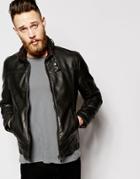 Barneys Faux Leather Biker Jacket - Brown