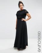 Asos Curve Maxi Dress With Lace Crop Top - Black