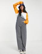 Asos Design Denim Skater Overalls In Navy Stripe-multi