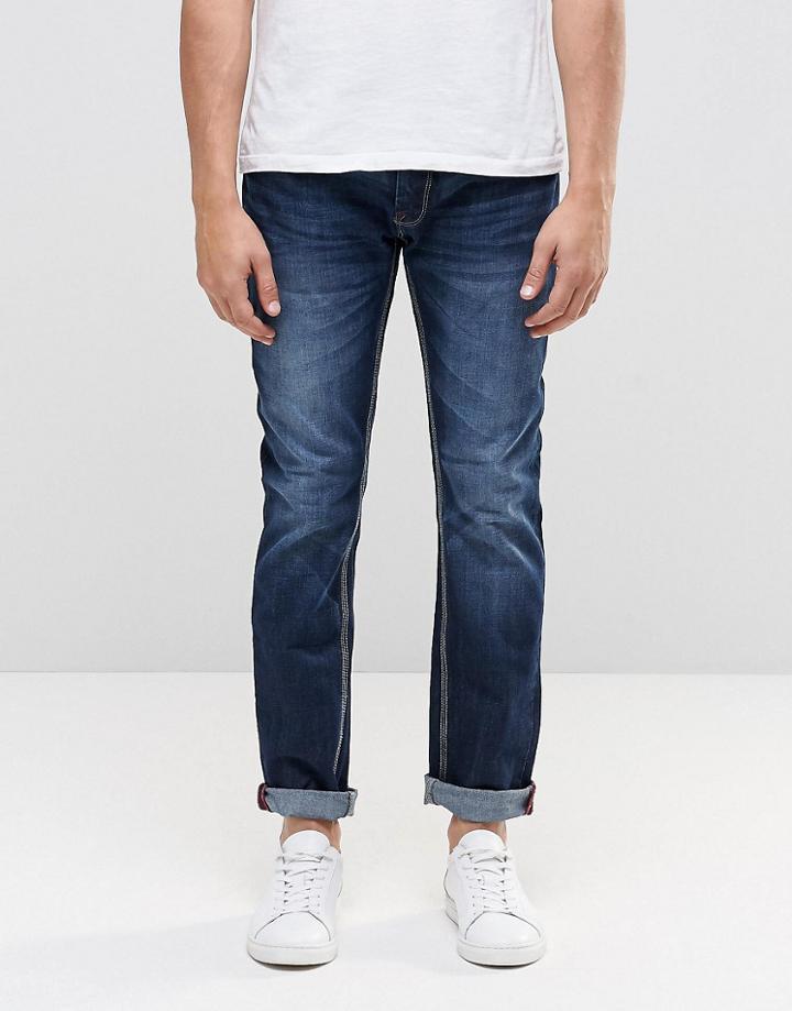 Le Breve Tappered Jeans In Stone Wash - Blue