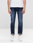 Le Breve Tappered Jeans In Stone Wash - Blue