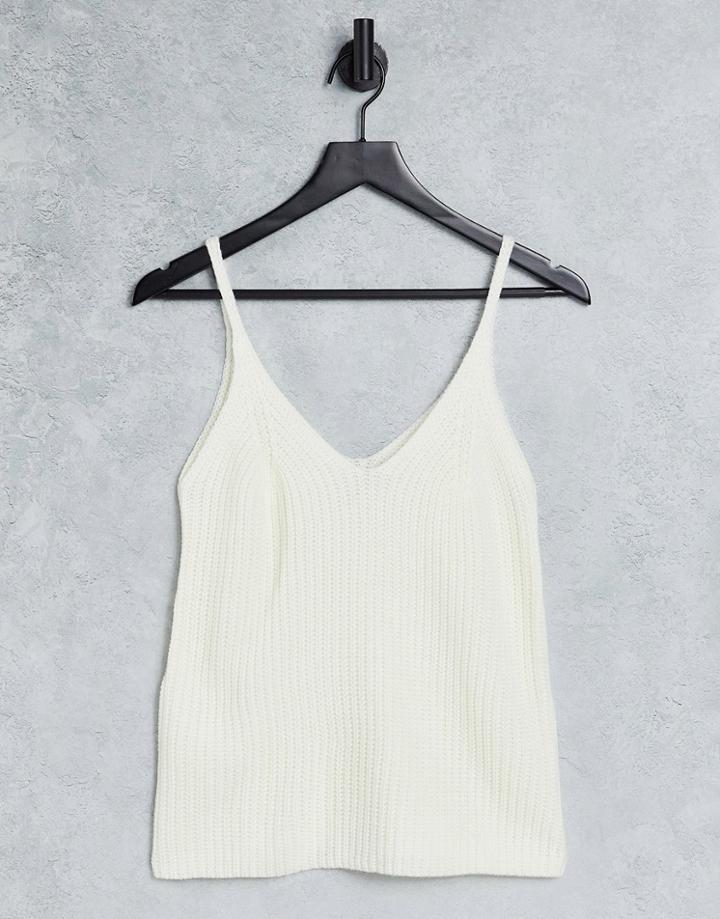 Pretty Lavish Knitted Tank Top In Cream-white