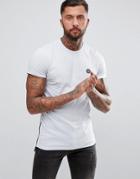 Religion T-shirt With Side Zips In White - Blue