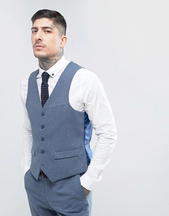 Harry Brown Slim Fit Donegal Nep Vest - Blue