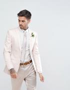 Asos Wedding Super Skinny Blazer In Blush Cotton Sateen - Cream