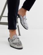 Asos Design Backless Mule Loafer In Silver Glitter With Snaffle