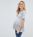 Asos Maternity Top With Exaggerated Ruffle Hem And Short Sleeve - Gray