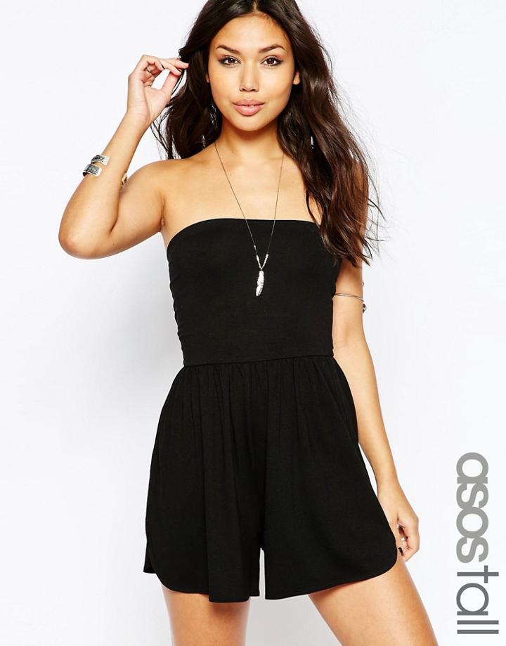 Asos Tall Jersey Bandeau Playsuit - Black