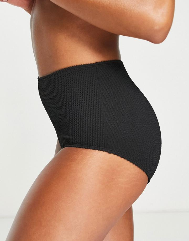 Monki Recycled High Waist Bikini Bottoms In Black