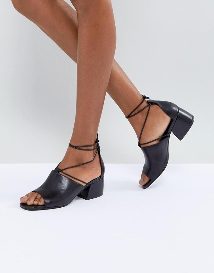 Vagabond Saide Black Lace Wrap Casual Heeled Sandals - Black