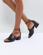 Vagabond Saide Black Lace Wrap Casual Heeled Sandals - Black