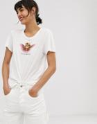 Monki Cat Placement Oversized T-shirt In White - White