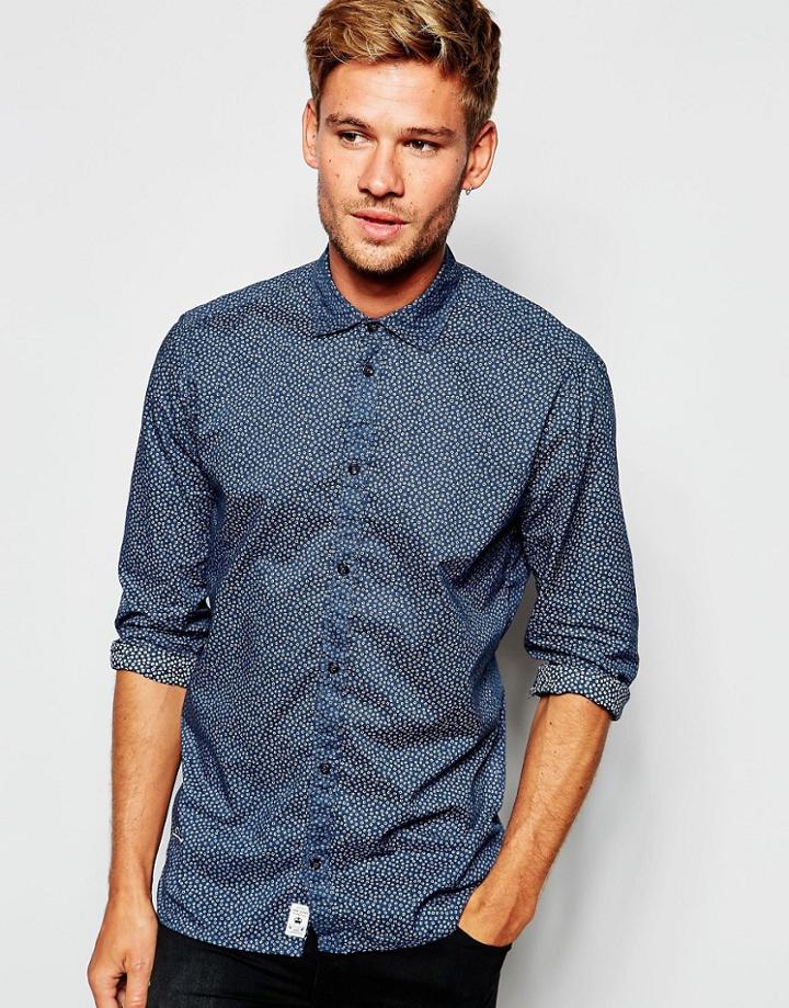 Pepe Jeans Dominic All Over Print Navy Regular Fit Shirt - Navy