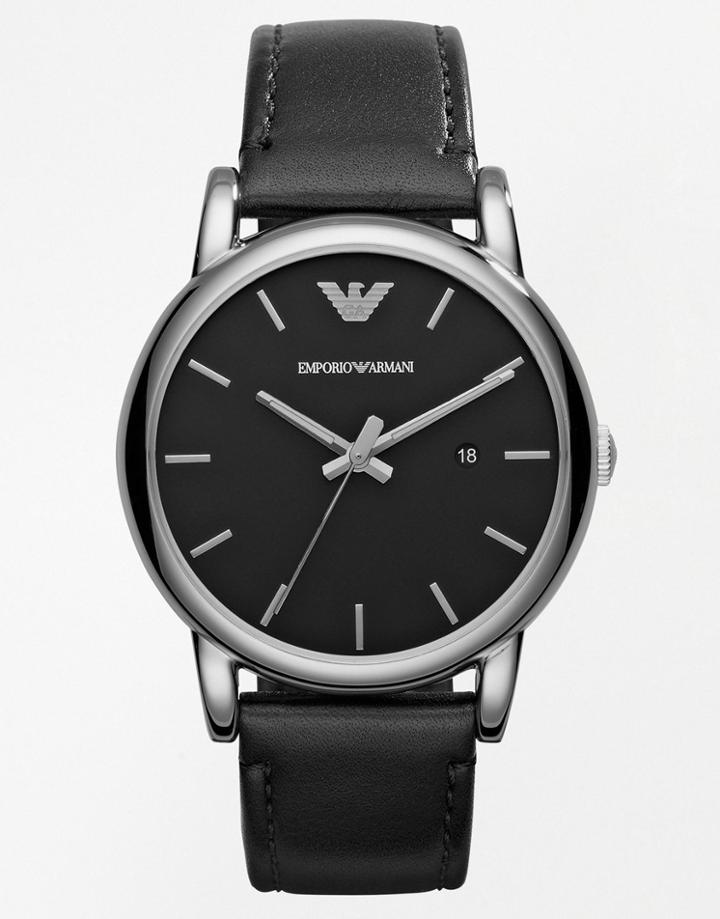 Emporio Armani Luigi Leather Strap Watch Ar1692 - Black