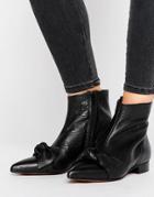 Asos Alabama Leather Pointed Knot Pixie Boots - Black