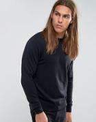 Pretty Green Crew Sweater Slim Fit Small Logo In Black - Black