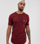 Le Breve Tall Raw Edge Long Line T-shirt-red
