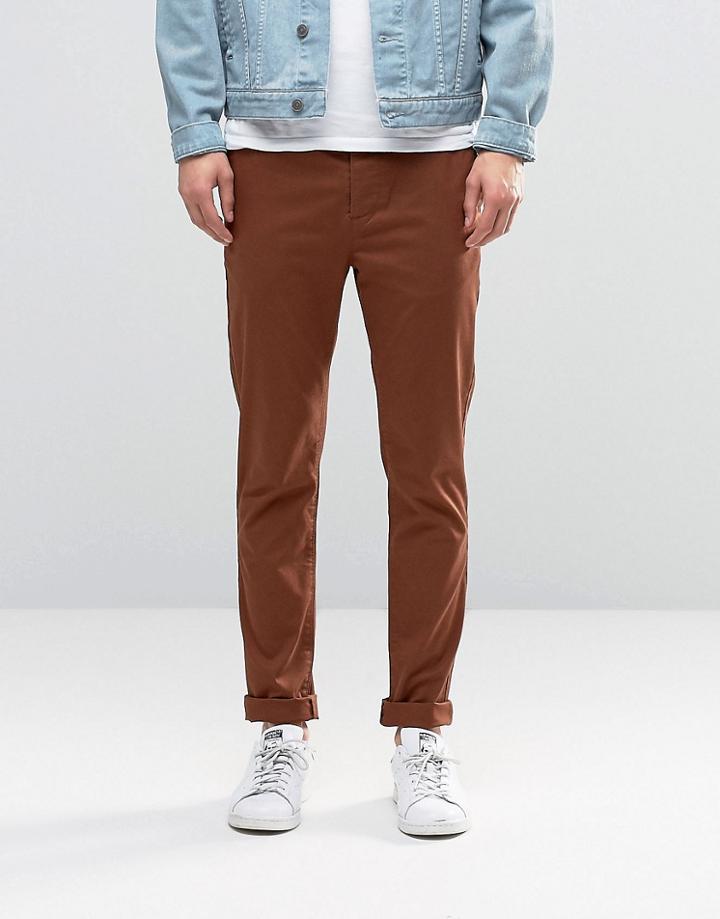 Asos Skinny Chinos In Dark Brown - Potting Soil