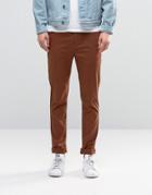 Asos Skinny Chinos In Dark Brown - Potting Soil