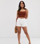 Vero Moda Petite High Waist Mom Short In White