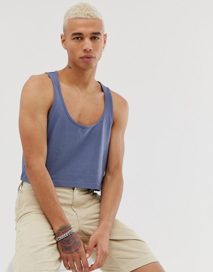 Asos Design Organic Cropped Tank In Gray - Gray