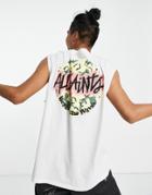 Allsaints Shredder Sleeveless Tank Top With Backprint In White