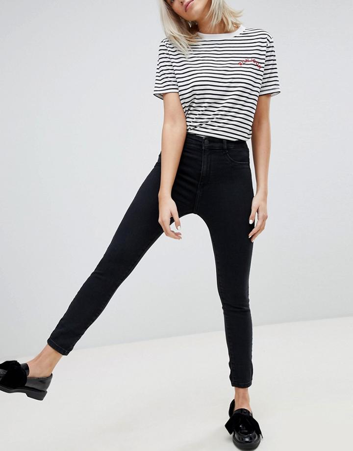 Pull & Bear High Waist Skinny Jean - Black