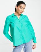 Pieces Open Back Shirt In Bright Green
