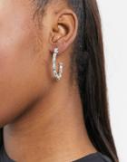 Nylon Hoop Earrings In Hammered Silver