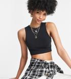 Asos Design Tall High Neck Super Crop Tank Top In Black