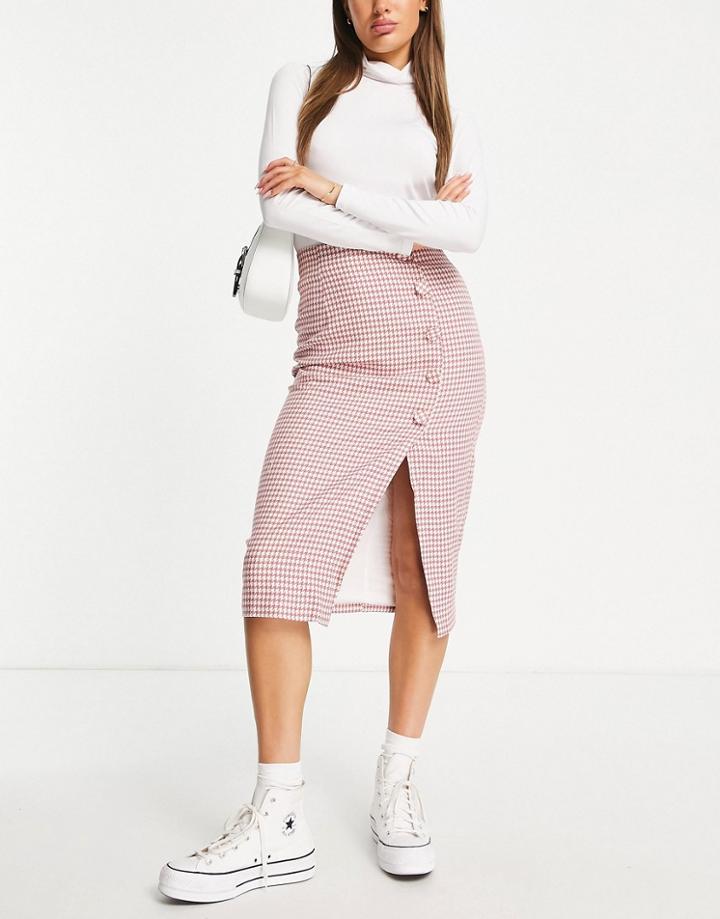 Urban Revivo Check Print Pencil Midi Skirt In Red