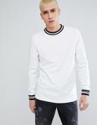 Asos Long Sleeved T-shirt With Contrast Tipping In Pique - White