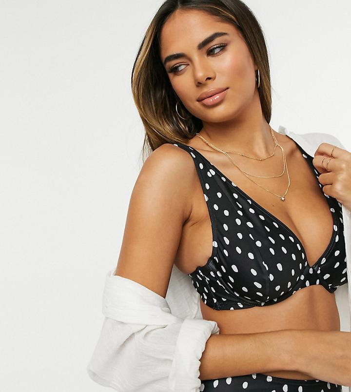 Peek & Beau Fuller Bust Exclusive Mix And Match Underwire Bikini Top In Polka Dot-multi