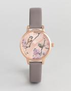 Olivia Burton Ob16pl36 Pretty Blossom Midi Leather Watch In Gray - Gray