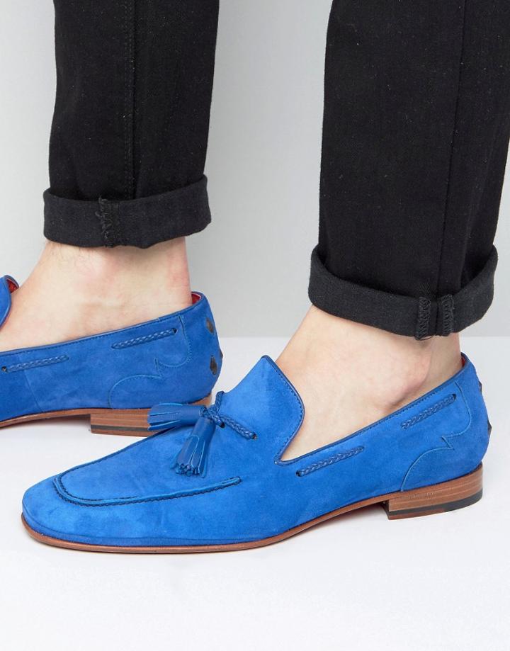 Jeffery West Martini Tassel Suede Loafers - Blue